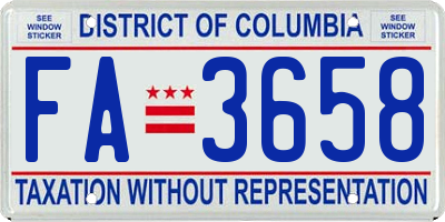 DC license plate FA3658