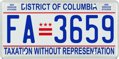 DC license plate FA3659