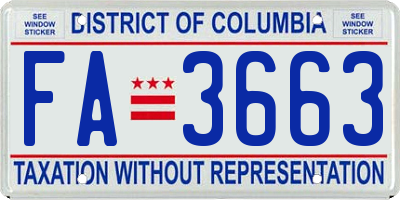 DC license plate FA3663