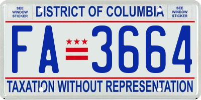 DC license plate FA3664