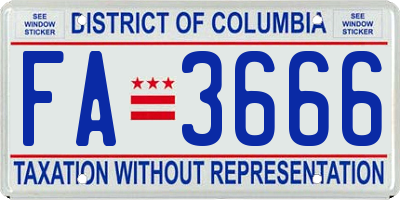 DC license plate FA3666