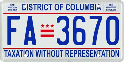 DC license plate FA3670