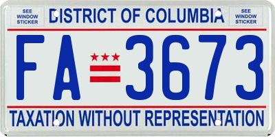 DC license plate FA3673