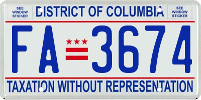 DC license plate FA3674