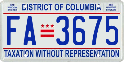 DC license plate FA3675