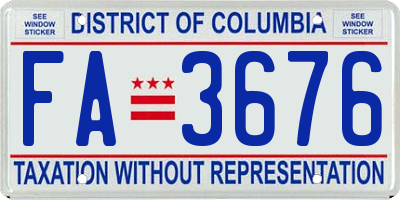 DC license plate FA3676