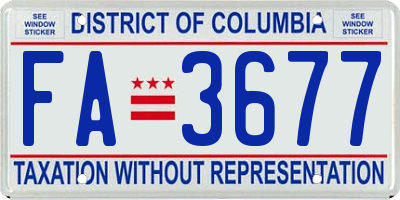 DC license plate FA3677