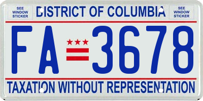 DC license plate FA3678