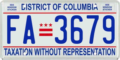 DC license plate FA3679