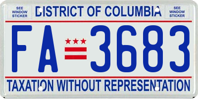 DC license plate FA3683