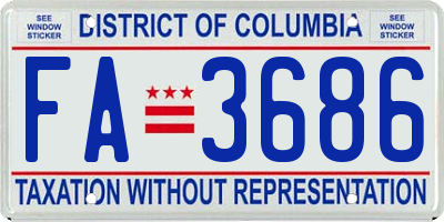 DC license plate FA3686