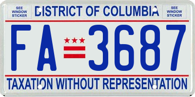 DC license plate FA3687