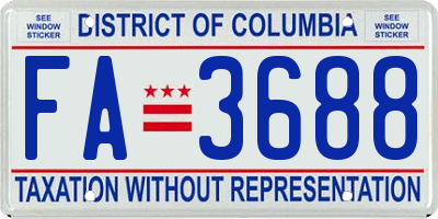 DC license plate FA3688