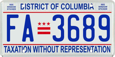 DC license plate FA3689