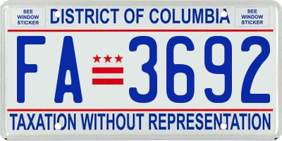 DC license plate FA3692