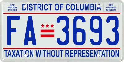 DC license plate FA3693