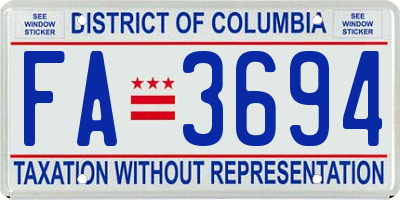 DC license plate FA3694