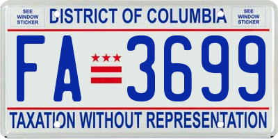 DC license plate FA3699