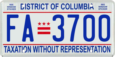 DC license plate FA3700