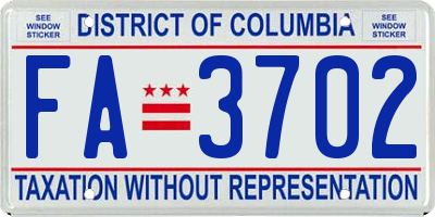 DC license plate FA3702