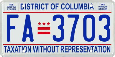 DC license plate FA3703