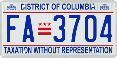 DC license plate FA3704