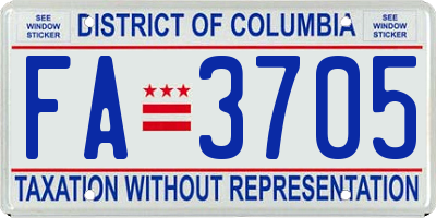 DC license plate FA3705