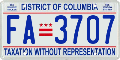 DC license plate FA3707