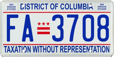 DC license plate FA3708