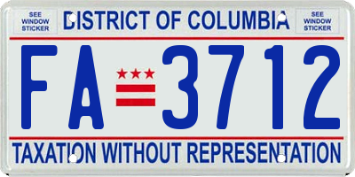 DC license plate FA3712