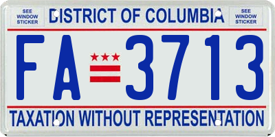 DC license plate FA3713