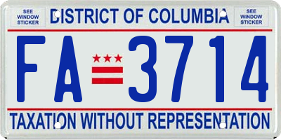 DC license plate FA3714