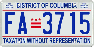 DC license plate FA3715