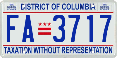 DC license plate FA3717