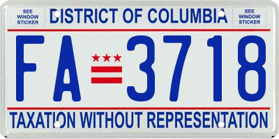 DC license plate FA3718