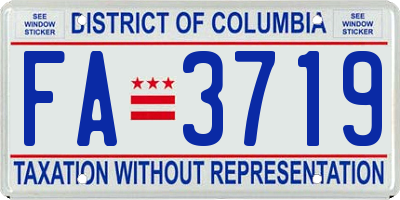 DC license plate FA3719