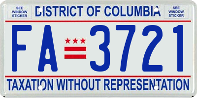 DC license plate FA3721