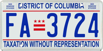 DC license plate FA3724