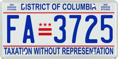 DC license plate FA3725