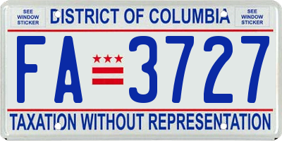 DC license plate FA3727