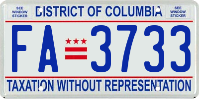 DC license plate FA3733