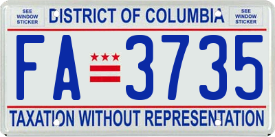 DC license plate FA3735