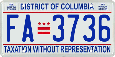 DC license plate FA3736