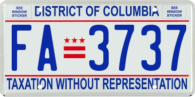 DC license plate FA3737