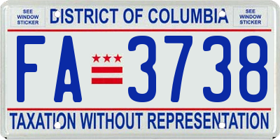 DC license plate FA3738