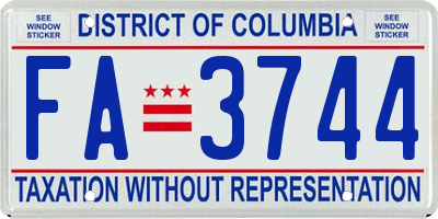 DC license plate FA3744