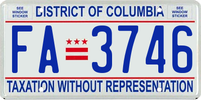 DC license plate FA3746