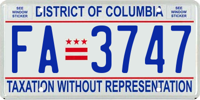 DC license plate FA3747