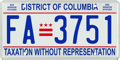 DC license plate FA3751