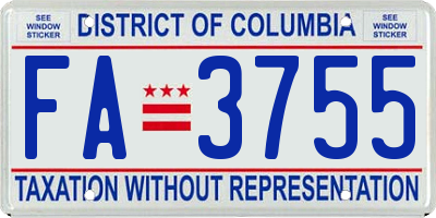 DC license plate FA3755